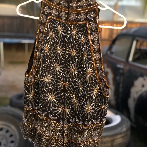 {Vintage} Hand Beaded High Neck Top - Picture 3 of 4